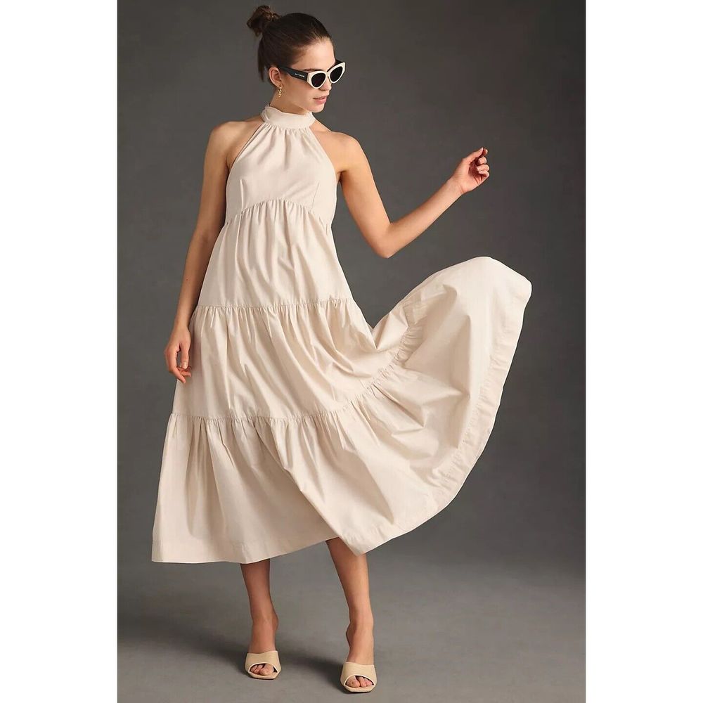 Anthropologie Maeve Tiered Halter Midi Dress